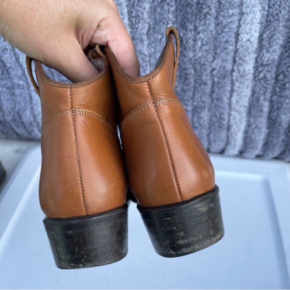 Mademoiselle Jacadi Paris Ankle Booties cognac brown low heel size 37 6 leather - Picture 7 of 9